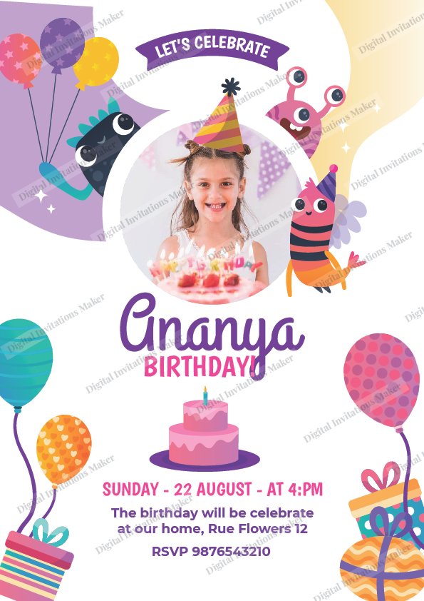 Birthday Invitation Card BIC008 English