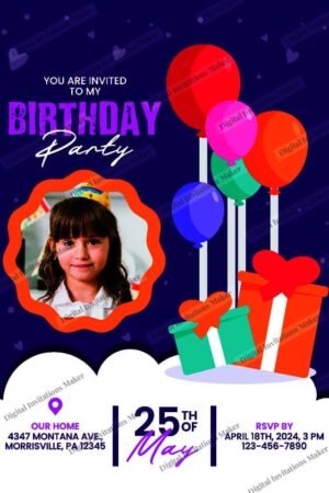 Birthday Invitation Card BIC022 English