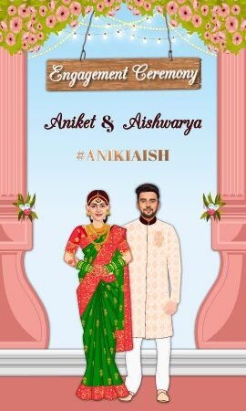 Maharashtrian Engagement Caricature Invitation Video WCIV0007