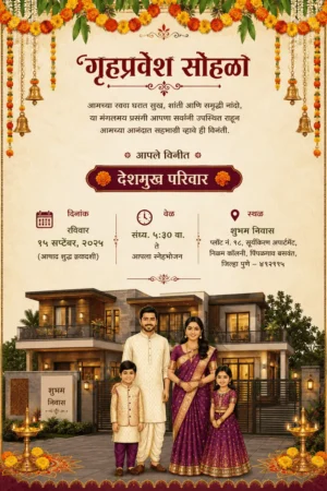House Warming Invitation Card Marathi | Vastu Shanti Digital Invitation | HWICM-18