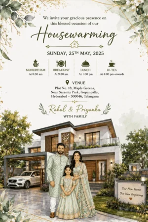 Elegant Family House Warming Invitation Card English | Personalized New Home Digital Invitation | HWICE-19