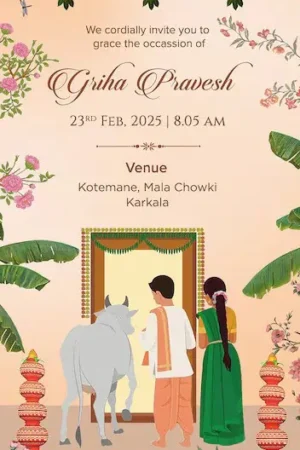 House Warming Invitation Card English | Grih Pravesh & Vastu Shanti Invitation Card HWICE-6